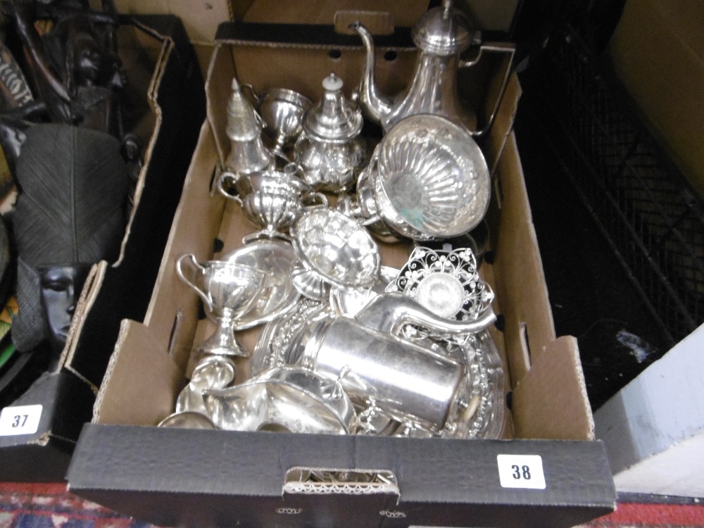 A large quantity of silver plate including a three piece coffee set