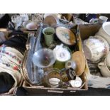 Box assorted glass and pottery vases etc.