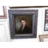 A framed canvas on board English school "Regency period gentleman" width 44cm height 46cm