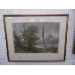 A gilt framed watercolour landscape,