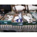 Three boxes of assorted 19th century and later pottery and porcelain items