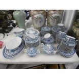A substantial Chinese blue and white tea/ dinner service, approx.