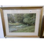 A framed watercolour, fishing scene, signed Frederick Charles Dixey,