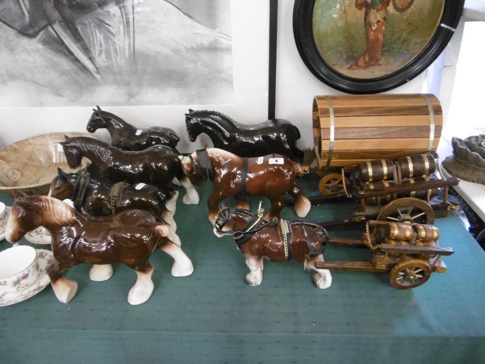 A quantity of Shire horses (7) and carts