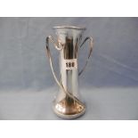 An art nouveau twin handle HM silver vase,
