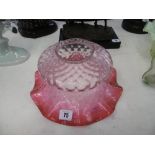 A Victorian cranberry glass shade