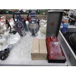 A boxed Edinburgh crystal decanter, and six Czechoslovakia crystal cut glass tumblers,