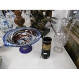 Three pieces of decorative glassware including a bowl