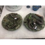 Two 19th century Palissy Majolica plates (some damage)