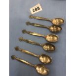 A set of six sterling silver demitasse spoons