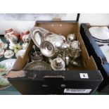 A large quantity of silver plate including a three piece coffee set