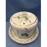An early Victorian Majolica ware cheese dish and cover, with star mark to dish base,