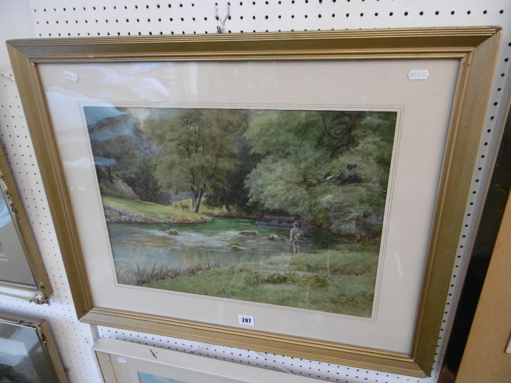 A framed watercolour, fishing scene, signed Frederick Charles Dixey, - Image 4 of 5