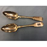 A pair of Russian 84 Zolontiki standard silver table spoons, approx.