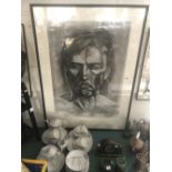 A large contemporary pencil and charcoal portrait of man