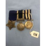 Three Victorian medals, Khedive star 1882,