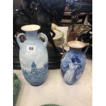 An early 20th century Royal Doulton blue and white Children ware vase,