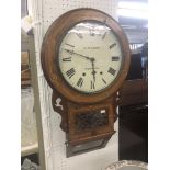 A 19th century inlaid walnut cased wall clock (in working order) G.