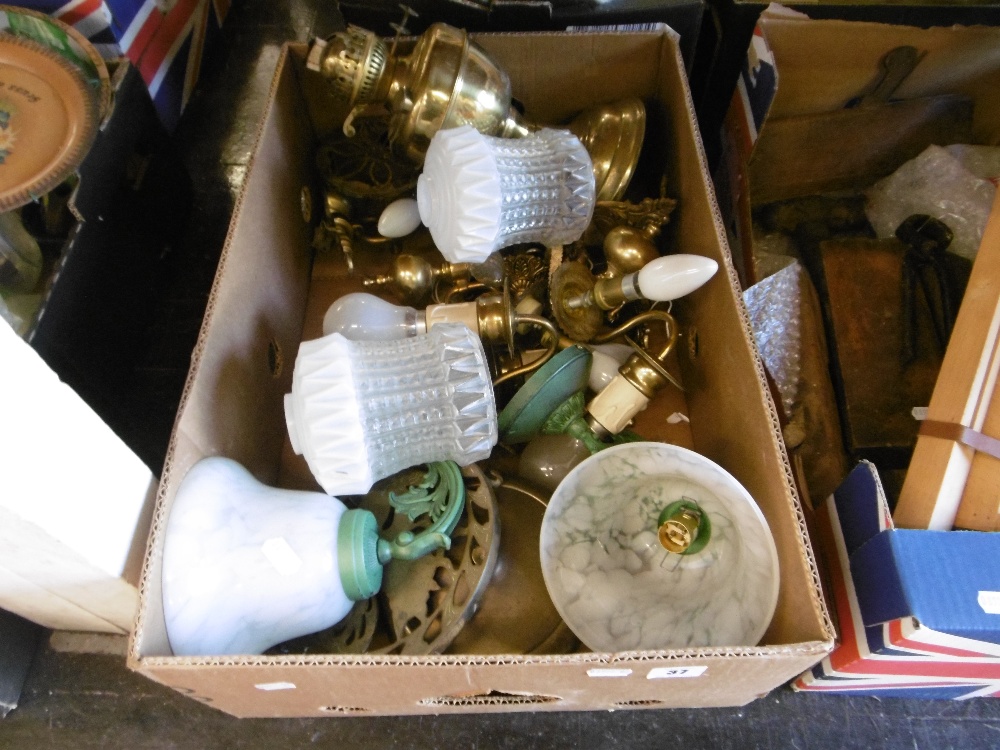 A quantity of metalware and lighting