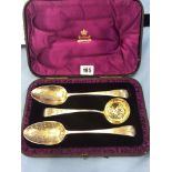 A boxed hallmarked set of three (matched) hallmarked George III period old English pattern silver