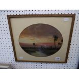 A signed oil on card Indian country side with farmer