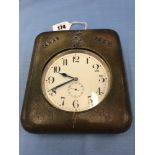 A Goliath pocket watch in leather watch stand marked eight days,