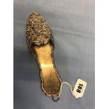 A novelty hallmarked silver slipper hanging wall pocket, approx.