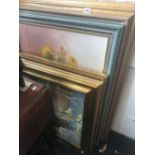 Five assorted framed oil paintings