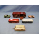 SIx assorted play worn dinky toys, in wayworn condition.