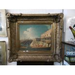 A gilt framed reproduction painting after Canelleto, St Marks Square,