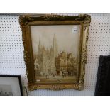 A gilt framed 19th century watercolour, Normandy,