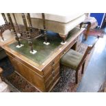 A walnut pedestal desk,