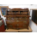 An 18th century Dutch walnut bombe secretaire bureau width 114cm height 113cm depth 57cm