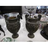 Pair of 19th century spelter urns