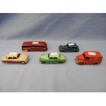 Five assorted play worn dinky toys, 296 & 283 coach, luxury coach, 156 Rover 75 40B triumph,