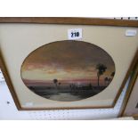 A signed oil on card Indian country side with farmer