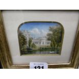 A miniature 19th century painting of Chiswick house