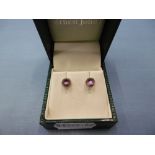 A pair 18ct white gold amethyst earrings,