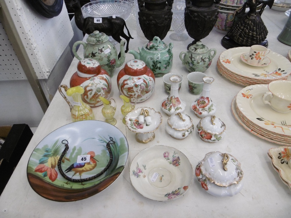 A quantity of assorted chinaware and glassware including a pair of ginger jars and part oriental