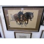 A Norman Hoad oil painting plough horses