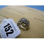 A 14ct gold and cz ring,