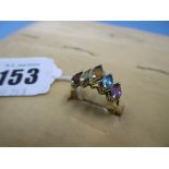 A 14ct gold multi-coloured stone ring,