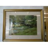 A framed watercolour, fishing scene, signed Frederick Charles Dixey,