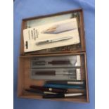 A quantity of assorted pens including parker