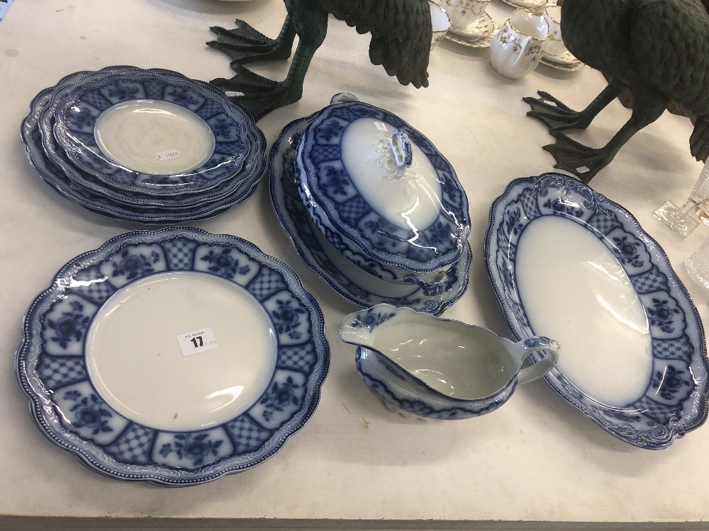 A blue and white part dinner set