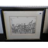 A FRAMED PENCIL DRAWING, THE BULLERS ARMS JAZZ FESTIVAL,