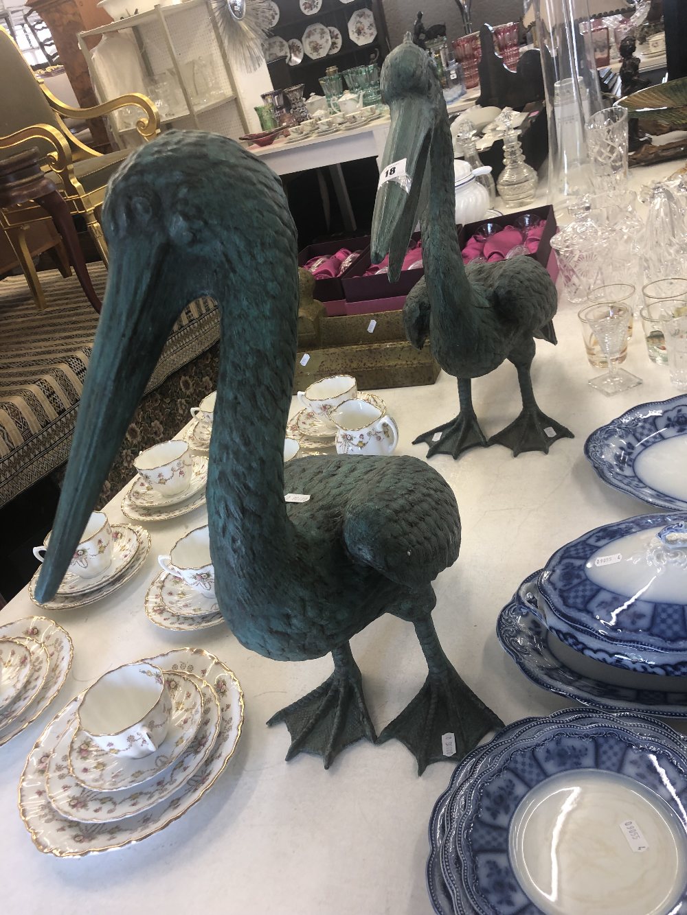 A pair of bronze verdigreen pelicans - Image 3 of 3