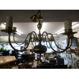 SIX BRANCH BRASS CHANDELIER