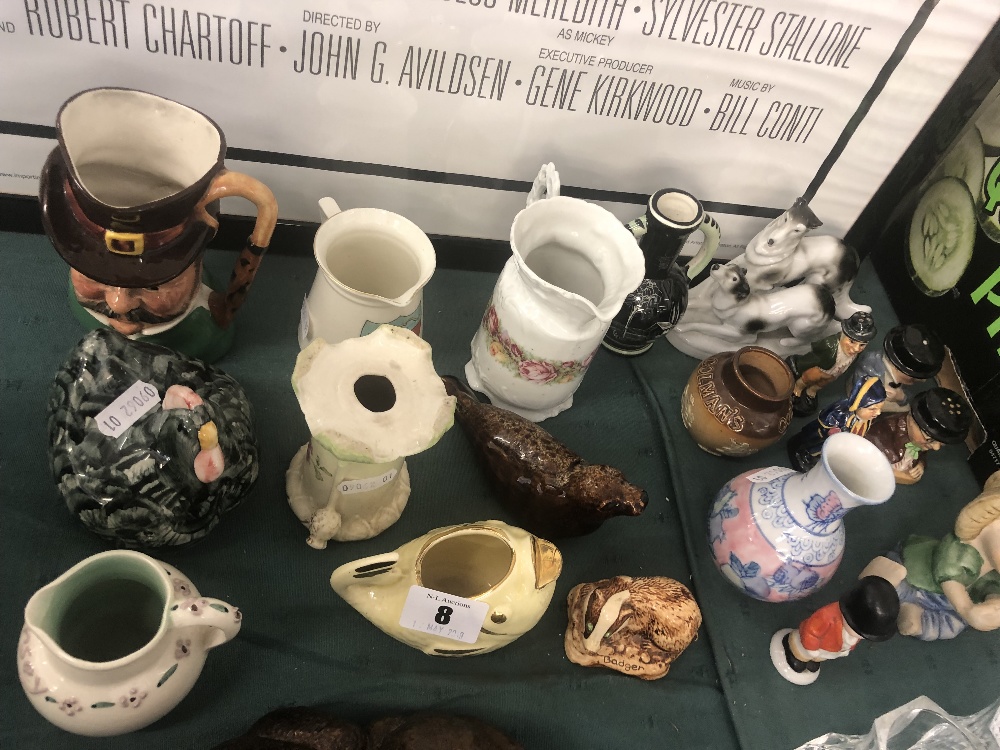 An assortment of mixed sundries including a Doulton Coleman's mustard pot