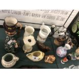 An assortment of mixed sundries including a Doulton Coleman's mustard pot